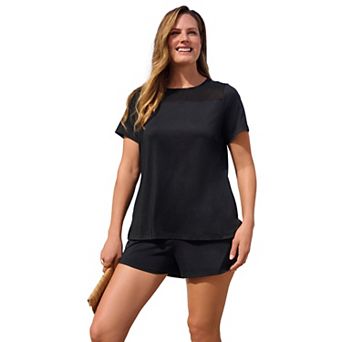 Swim 365 Women's Plus Size Mesh Yoke Swim Tee