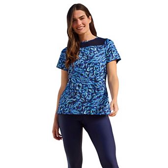 Swim 365 Women's Plus Size Mesh Yoke Swim Tee