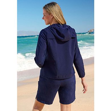 Swim 365 Women's Plus Size Hooded Taslon Cover Up