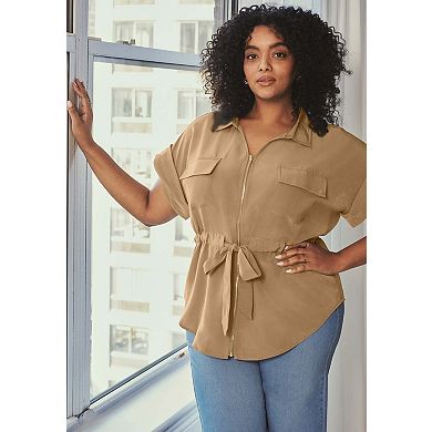 Avenue Women's Plus Size Utility Belted Blouse