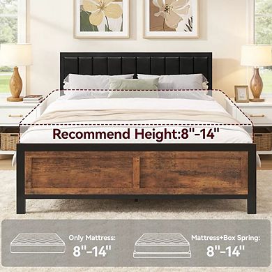 Opoiar Platform Bed Frame with Headboard and 4 Drawers, No Box Spring Needed