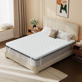 Opoiar Extra Firm 4-Inch Mattress Topper Dual-Sided High-Density Foam Washable Cover