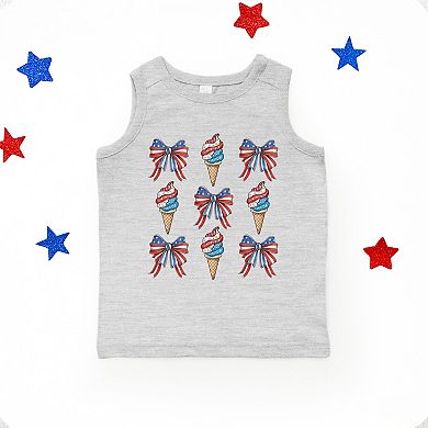 Patriotic Ice Cream Stacked Coquette - Toddler Graphic Tank