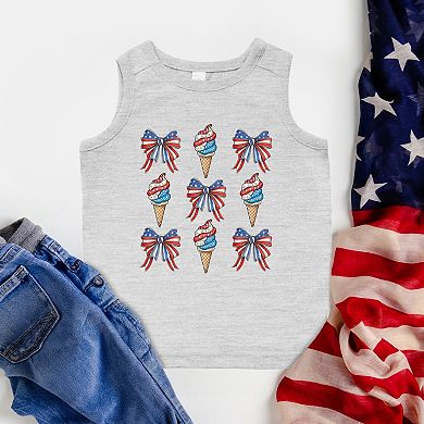 Patriotic Ice Cream Stacked Coquette - Toddler Graphic Tank