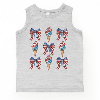Patriotic Ice Cream Stacked Coquette - Toddler Graphic Tank
