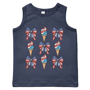 Patriotic Ice Cream Stacked Coquette - Toddler Graphic Tank