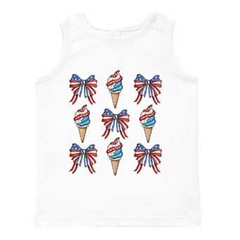 Patriotic Ice Cream Stacked Coquette - Toddler Graphic Tank