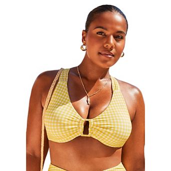 Swimsuits for All Women's Ring Underwire Crossback Bikini Top