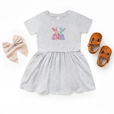 Two Bunnies Paint Print - Infant Dress