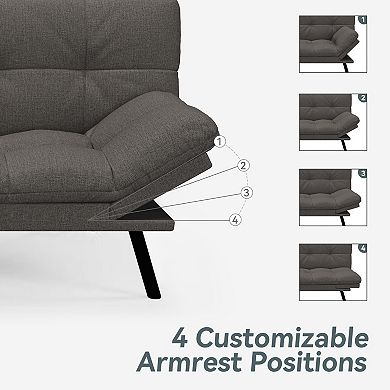 Opoiar 71" Convertible Linen Futon Sofa Bed with Adjustable Backrest & Armrests