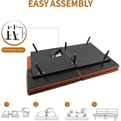 Opoiar 71" Convertible Faux Leather Futon Sofa Bed with Memory Foam