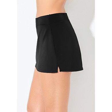 Swimsuits for All Women's Side Slit Swim Skort With Boy Short