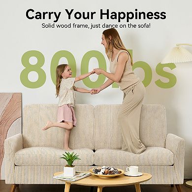 Opoiar 68" Corduroy Loveseat Sofa Comfy Deep Seat with Spring Cushion Solid Wood Frame