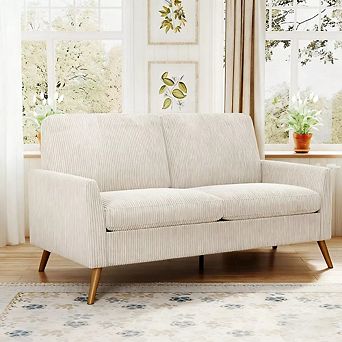 Opoiar 68" Corduroy Loveseat Sofa Comfy Deep Seat with Spring Cushion Solid Wood Frame