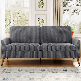 Opoiar 68" Corduroy Loveseat Sofa Comfy Deep Seat with Spring Cushion Solid Wood Frame