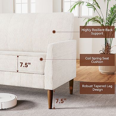 Opoiar 88" Corduroy Loveseat Sofa with Memory Foam Cushion