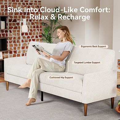 Opoiar 88" Corduroy Loveseat Sofa with Memory Foam Cushion
