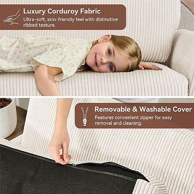 Opoiar 88" Corduroy Loveseat Sofa with Memory Foam Cushion