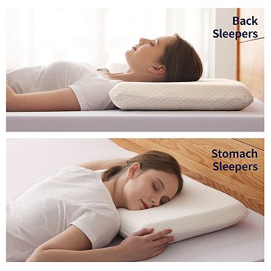 Opoiar Ultra Thin Cooling Memory Foam Pillow, Low Profile Design with Washable Cover