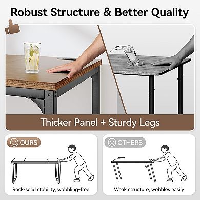 Opoiar 55.1" Computer Desk with Power Outlets, Extra-Thick Top, Rustic Brown