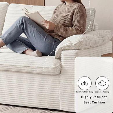Opoiar 86-Inch Modern Two-Seater Sofa with Arm Pillows and Corduroy Upholstery