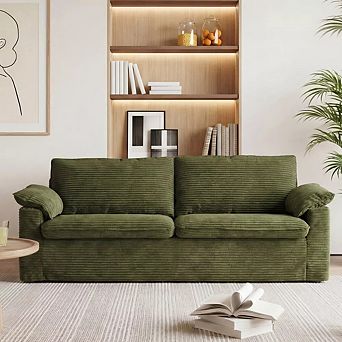 Opoiar 86-Inch Modern Two-Seater Sofa with Arm Pillows and Corduroy Upholstery