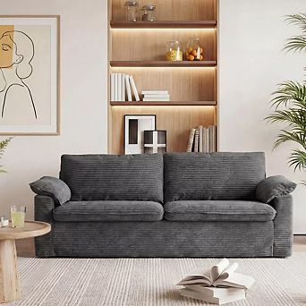 Opoiar 86-Inch Modern Two-Seater Sofa with Arm Pillows and Corduroy Upholstery