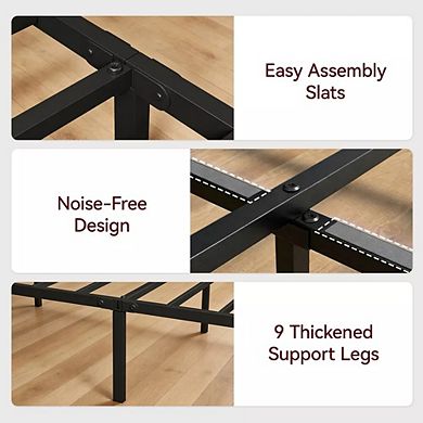 Opoiar Metal Platform Bed Frame with Wood Headboard and 4 Storage Drawers