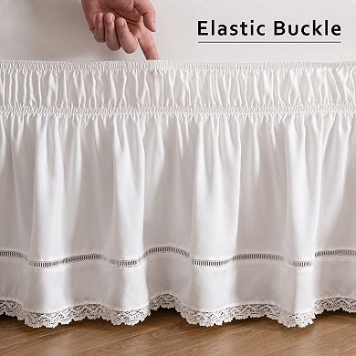 Elegant Floral Bed Skirt with 15" Drop, Elastic Buckle for Easy Fit, Machine Washable