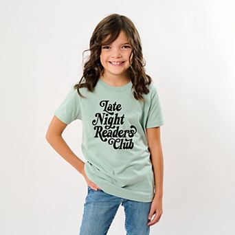 Late Night Readers Club Distressed - Youth Short Sleeve Graphic T-Shirt