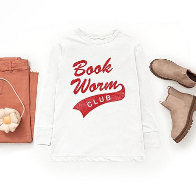 Book Worm Club Distressed - Youth Long Sleeve Graphic T-Shirt