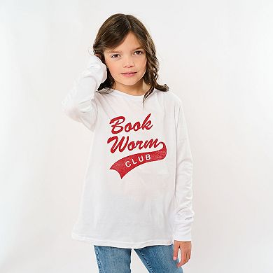 Book Worm Club Distressed - Youth Long Sleeve Graphic T-Shirt