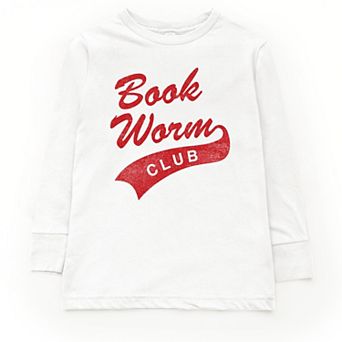 Book Worm Club Distressed - Youth Long Sleeve Graphic T-Shirt