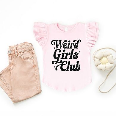 Weird Girls Club Distressed - Flutter Sleeve Graphic T-Shirt