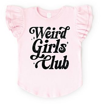 Weird Girls Club Distressed - Flutter Sleeve Graphic T-Shirt