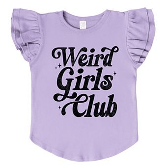 Weird Girls Club Distressed - Flutter Sleeve Graphic T-Shirt