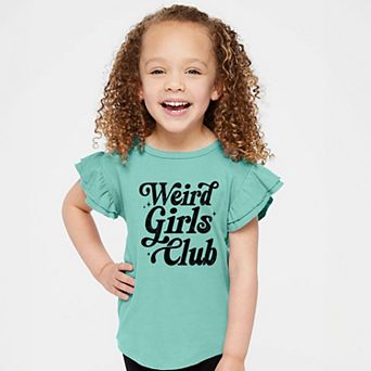Weird Girls Club Distressed - Flutter Sleeve Graphic T-Shirt