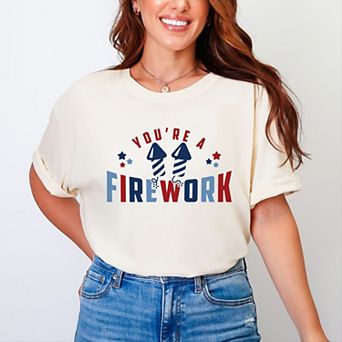 You're A Firework Stars - Women's Garment Dyed Graphic T-Shirt
