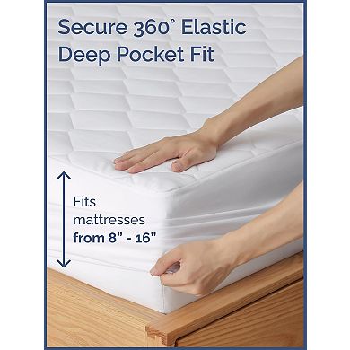 Quilted Mattress Pad Breathable Fitted Topper Protector with Deep Pockets