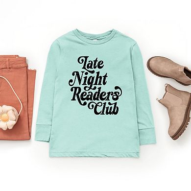 Late Night Readers Club Distressed - Youth Long Sleeve Graphic T-Shirt