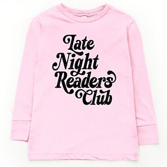Late Night Readers Club Distressed - Youth Long Sleeve Graphic T-Shirt