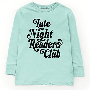 Late Night Readers Club Distressed - Youth Long Sleeve Graphic T-Shirt