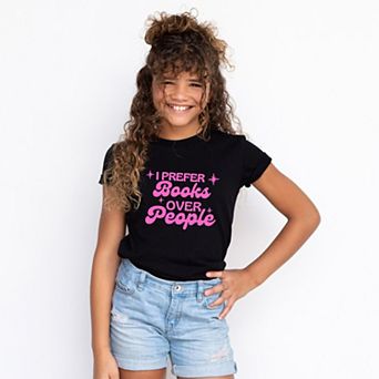 I Prefer Books Over People Stars - Youth Short Sleeve Graphic T-Shirt