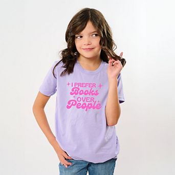 I Prefer Books Over People Stars - Youth Short Sleeve Graphic T-Shirt