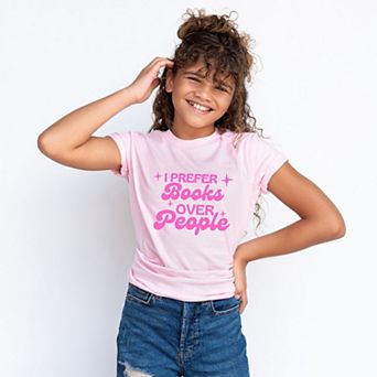 I Prefer Books Over People Stars - Youth Short Sleeve Graphic T-Shirt