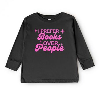 I Prefer Books Over People Stars - Youth Long Sleeve Graphic T-Shirt
