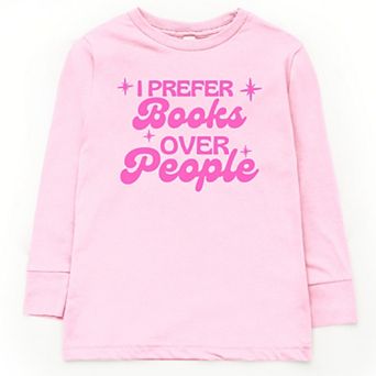I Prefer Books Over People Stars - Youth Long Sleeve Graphic T-Shirt