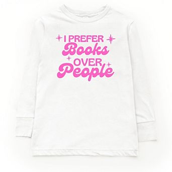 I Prefer Books Over People Stars - Youth Long Sleeve Graphic T-Shirt