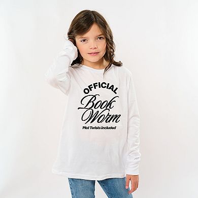 Official Book Worm Plot Twists Included - Youth Long Sleeve Graphic T-Shirt