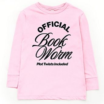 Official Book Worm Plot Twists Included - Youth Long Sleeve Graphic T-Shirt